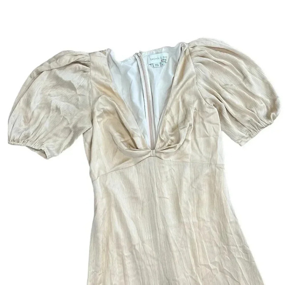 Sachin & Babi Champagne Puff Sleeve Alli Maxi Gown 4 - Picture 4 of 8